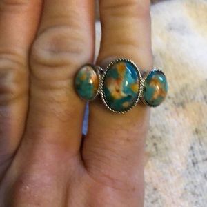 Silver turquoise swirl ring